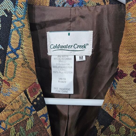 Coldwater Creek Tapestry Jacket Blazer Women’s M Button Front Floral Velvet Cuff - Picture 8 of 8